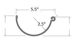 5" Half Round cross-section diagram
