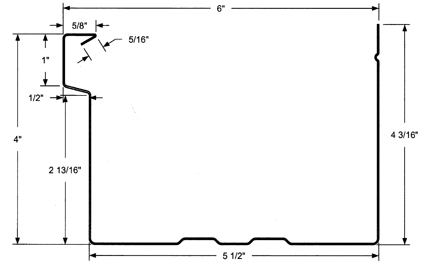 6" Box cross-section diagram